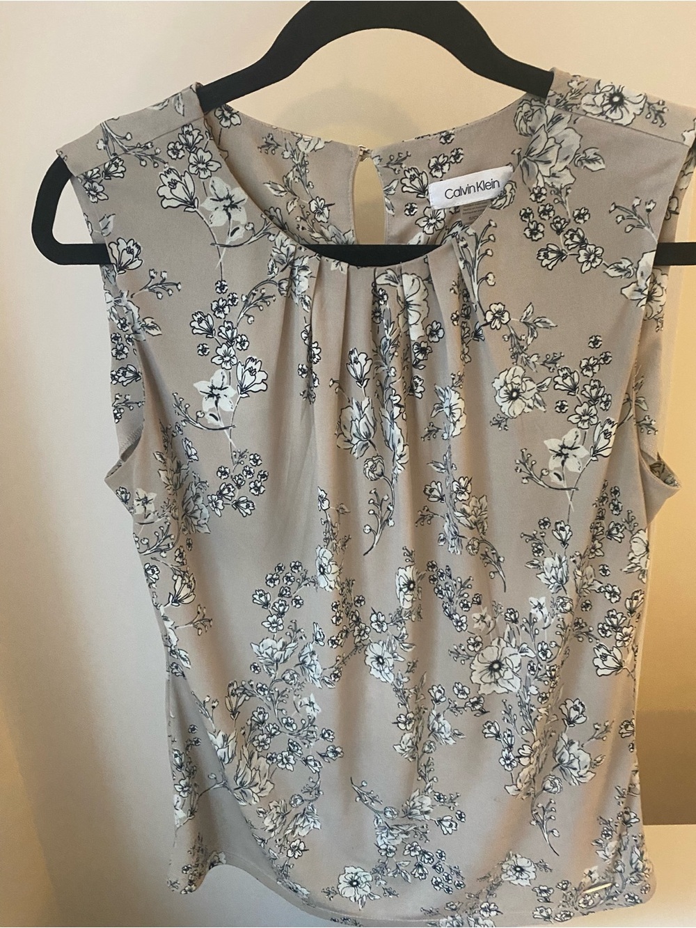 Calvin Klein Beige Floral Sleeveless Top